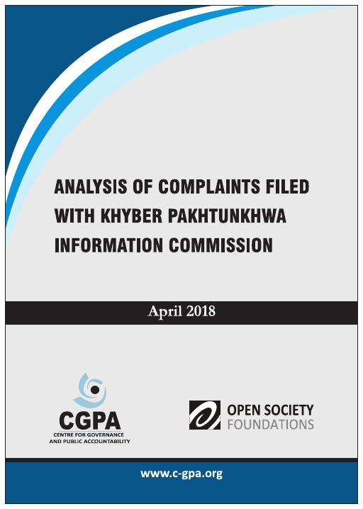 ANALYSIS OF COMPLAINTS STATUS UNDER KP RIGHT TO INFORMATION ACT - CGPA Publications