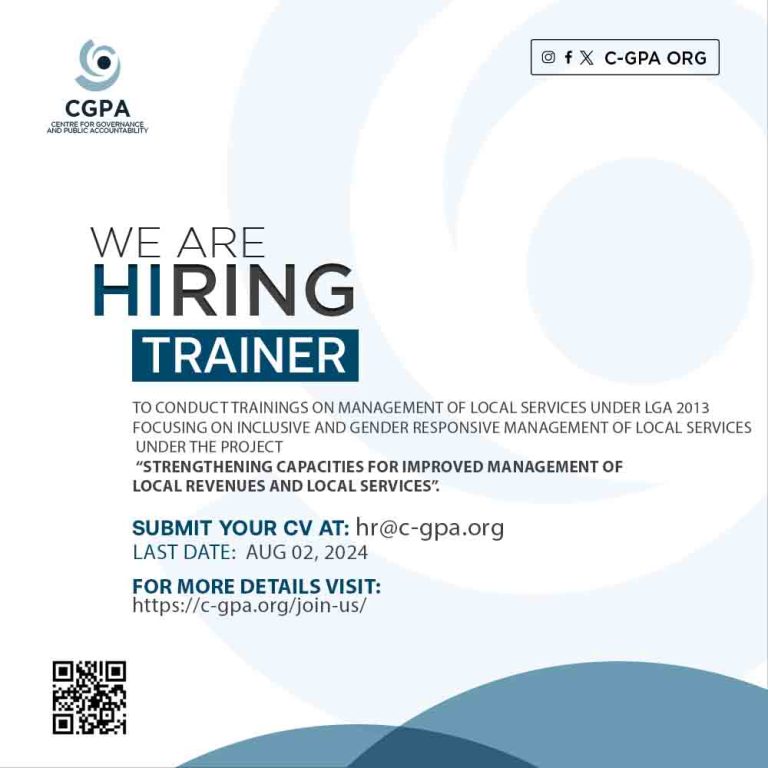 HIRING OF THE TRAINER TO CONDUCT TRAININGS ON MANAGEMENT OF LOCAL SERVICES UNDER LGA 2013 FOCUSING ON INCLUSIVE AND GENDER RESPONSIVE MANAGEMENT OF LOCAL SERVICES